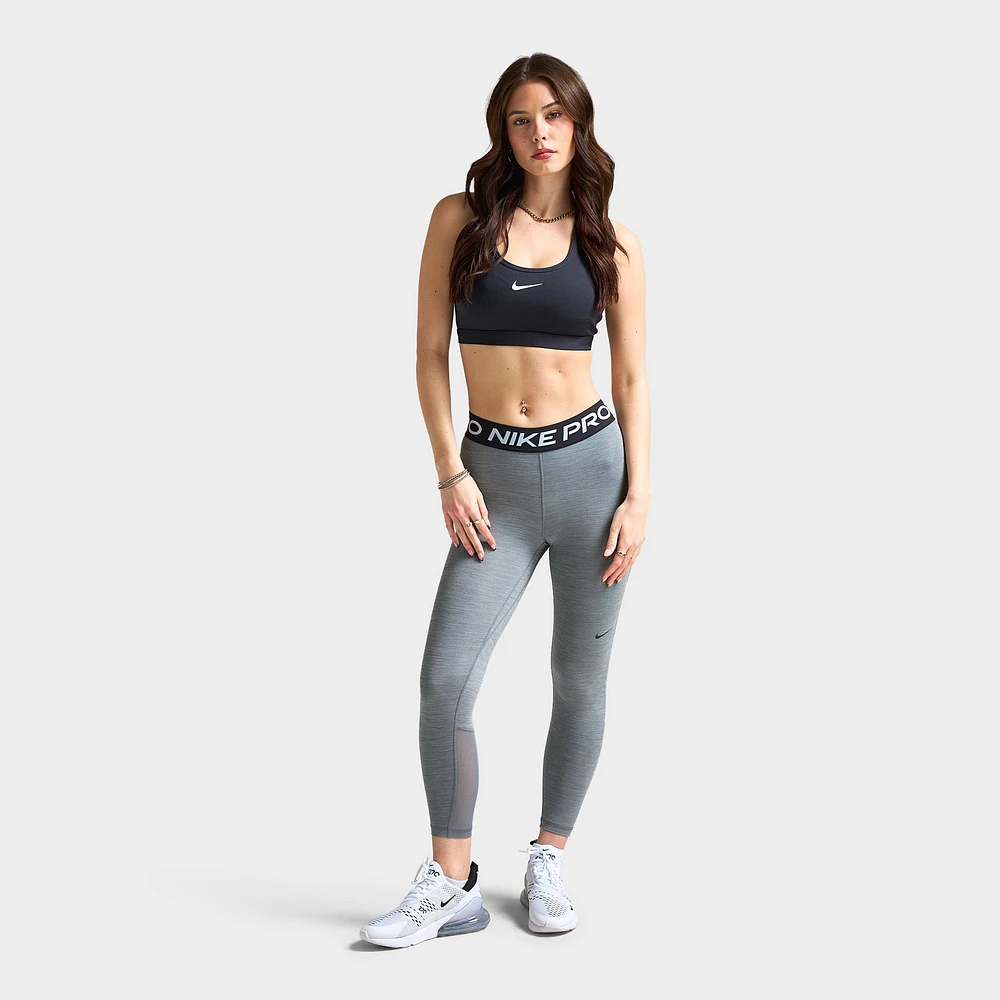 Nike Pro Women's Mid-Rise Cropped Mesh Panel Leggings / Grey