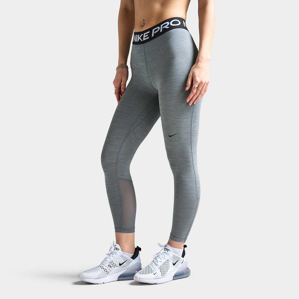 Nike Pro Women's Mid-Rise Cropped Mesh Panel Leggings / Grey