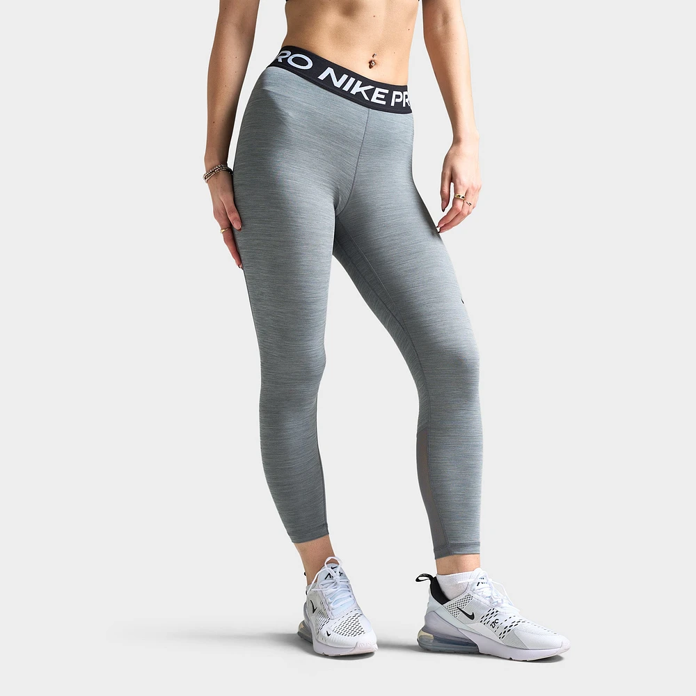 Nike Pro Women's Mid-Rise Cropped Mesh Panel Leggings / Grey