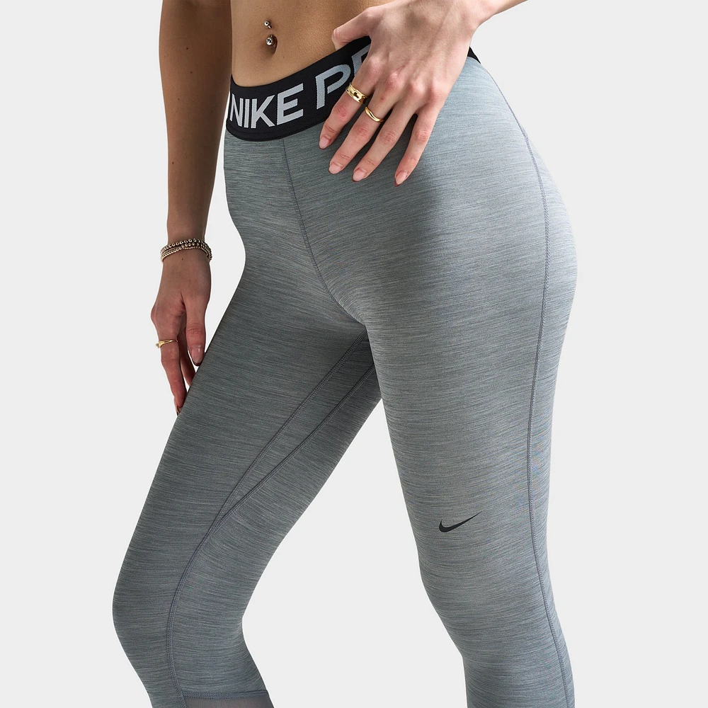 Nike Pro Women's Mid-Rise Cropped Mesh Panel Leggings / Grey