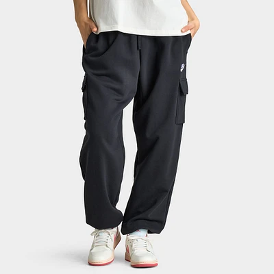 Nike Sportswear Women's Club Fleece Mid-Rise Oversized Cargo Sweatpants Black / White