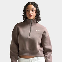 Nike Sportswear Women's Phoenix Fleece Half-Zip Cropped Sweatshirt Mink Brown / Sail