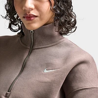 Nike Sportswear Women's Phoenix Fleece Half-Zip Cropped Sweatshirt Mink Brown / Sail