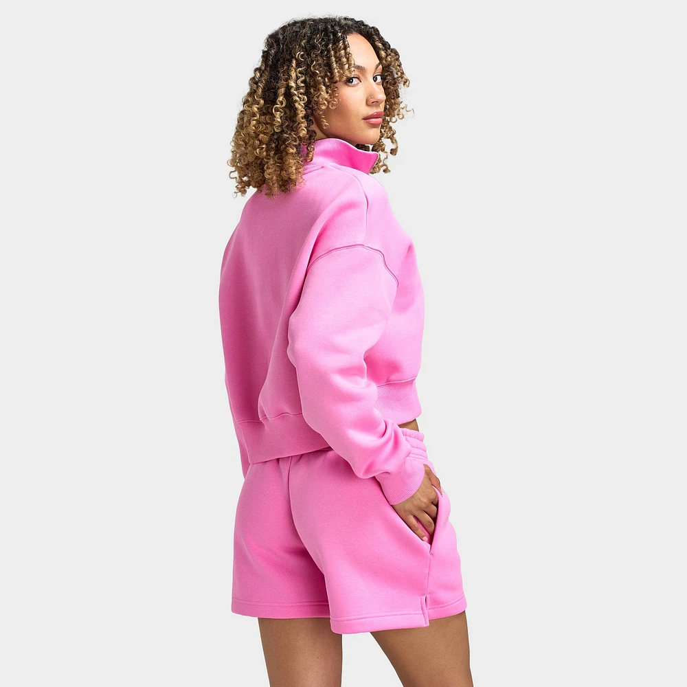Nike Sportswear Women's Phoenix Fleece Half Zip Cropped Sweatshirt Playful Pink / Sail