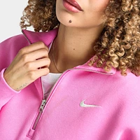 Nike Sportswear Women's Phoenix Fleece Half Zip Cropped Sweatshirt Playful Pink / Sail