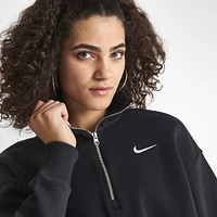 Nike Women's Sportswear Phoenix Fleece Quarter Zip Crop Sweatshirt Black / Sail