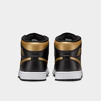 Jordan 1 Mid Black / Metallic Gold - White