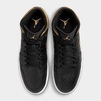 Jordan 1 Mid Black / Metallic Gold - White