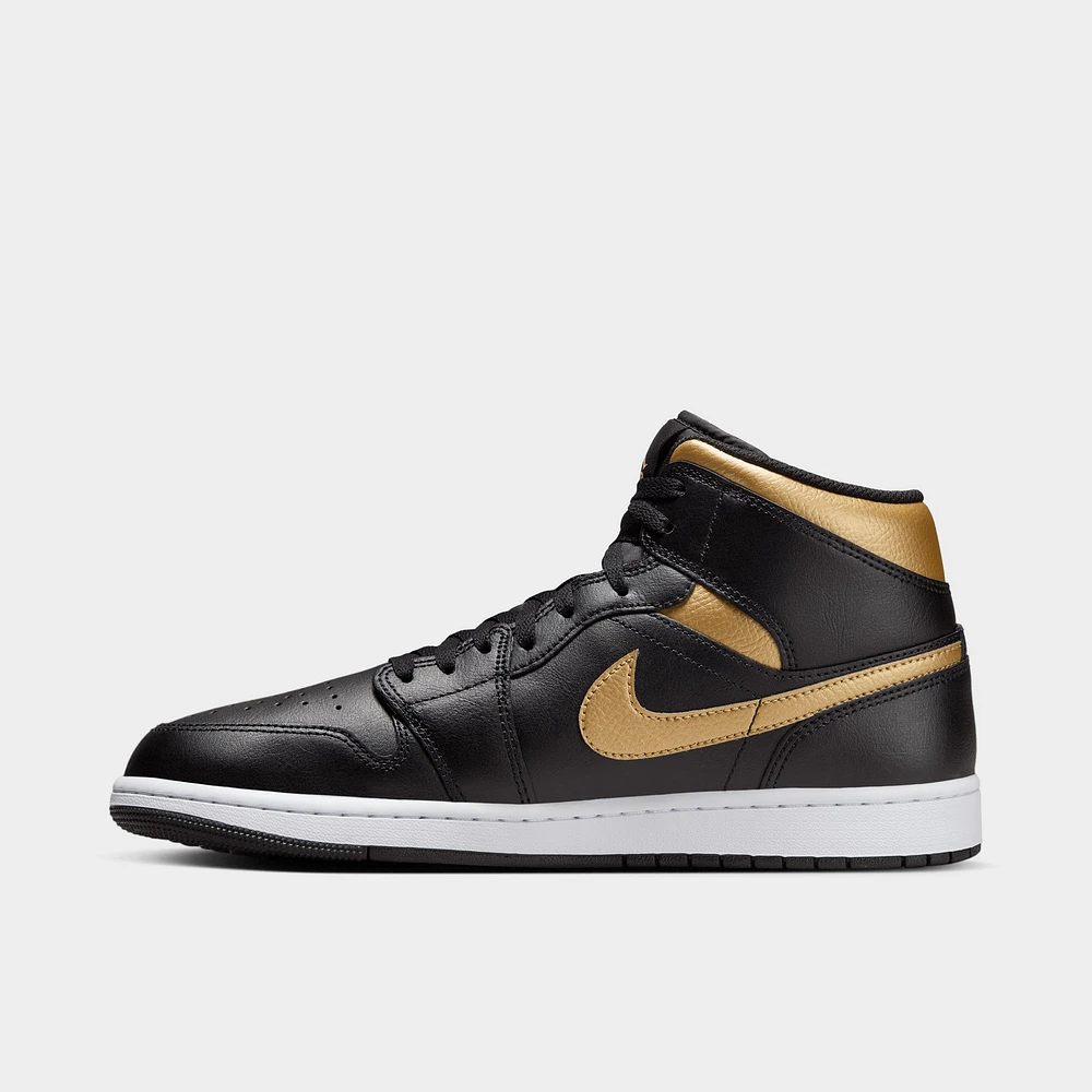 Jordan 1 Mid Black / Metallic Gold - White