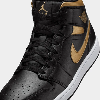 Jordan 1 Mid Black / Metallic Gold - White