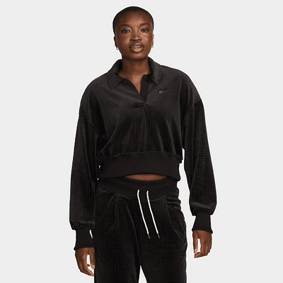 Nike Sportswear Women's Velour Polo Black / Anthracite