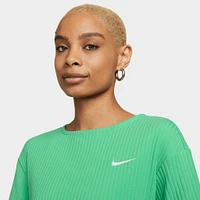 Nike Women's Sportswear Ribbed Jersey Short Sleeve Top Spring Green / White