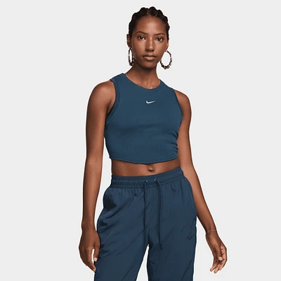Nike Women's Tight Cropped Mini-Rib Tank Top Armory Navy / Sail