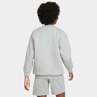 Nike Junior Girls' Club Fleece Oversized Crewneck Dark Grey Heather / White