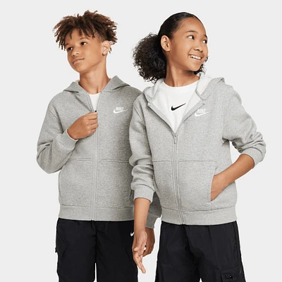 Nike Sportswear Club Fleece Juniors' Full Zip Hoodie Dark Grey Heather / Base - White