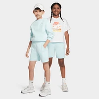 Nike Sportswear Juniors' Club Fleece French Terry Shorts Glacier Blue / White
