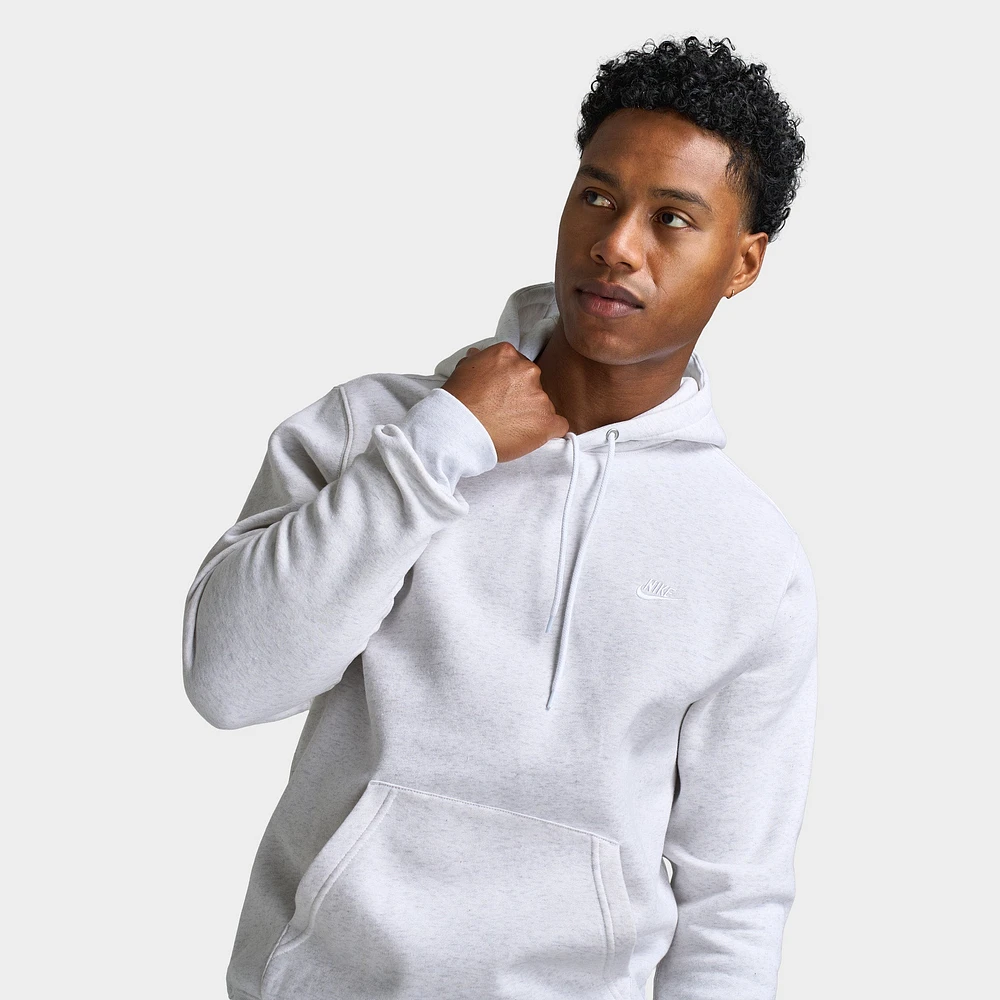 Nike Club Fleece Pullover Hoodie Birch Heather / White