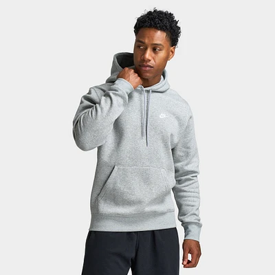 Nike Club Fleece Pullover Hoodie Dark Grey Heather / Light Smoke - White