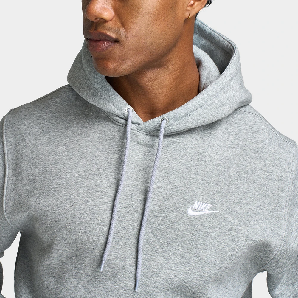 Nike Club Fleece Pullover Hoodie Dark Grey Heather / Light Smoke - White