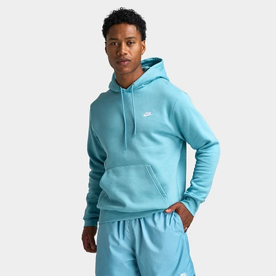 Nike Club Fleece Pullover Hoodie Denim Turq / White
