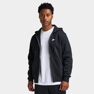 Nike Club Fleece Full Zip Hoodie Black / - White