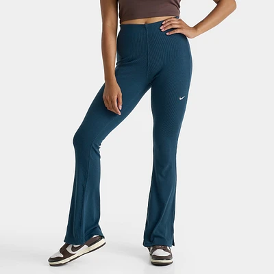 Nike Sportswear Women's Tight Mini-Rib Flared Leggings Armory Navy / Sail