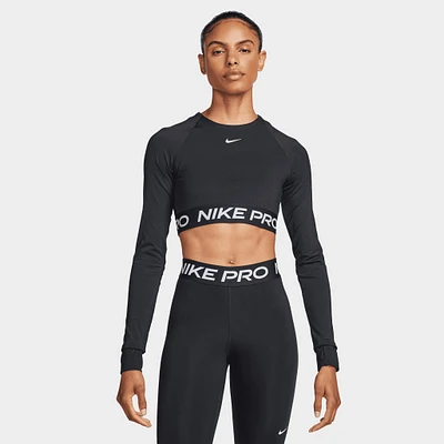 Nike Women's Pro 365 Dri-FIT Cropped Long Sleeve Top Black / White