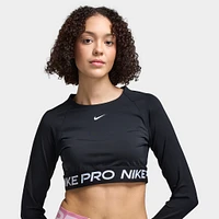 Nike Women's Pro 365 Dri-FIT Cropped Long Sleeve Top Black / White