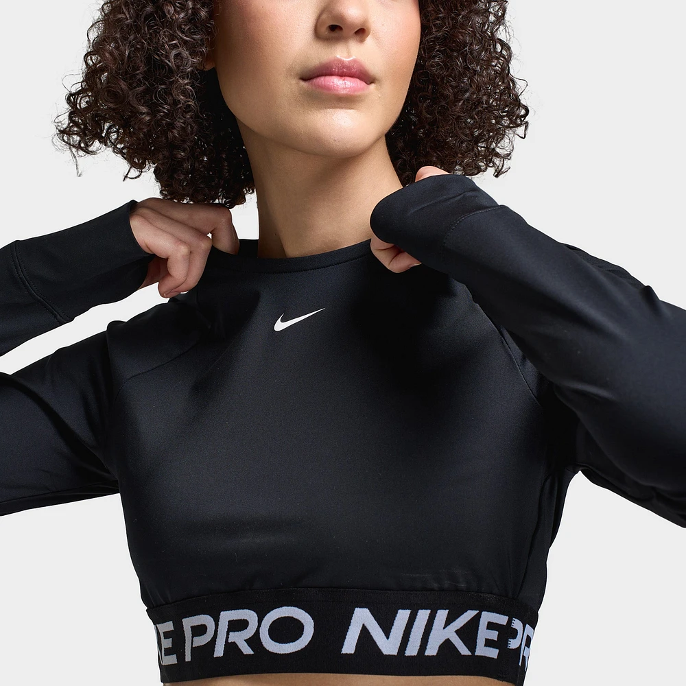 Nike Women's Pro 365 Dri-FIT Cropped Long Sleeve Top Black / White