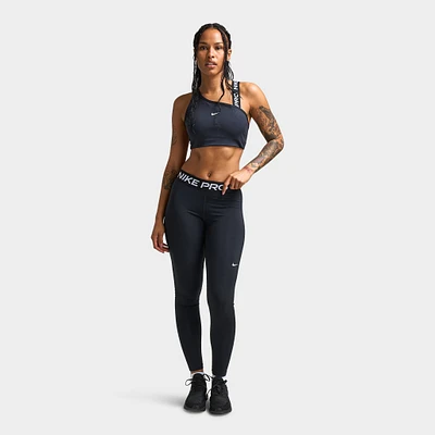 Nike Pro Women's Swoosh Asymmetrical Medium Support Bra Black / Sail