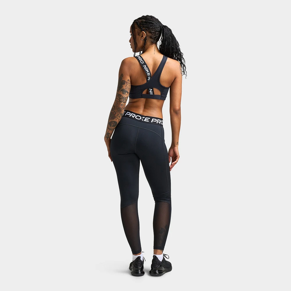 Nike Pro Women's Swoosh Asymmetrical Medium Support Bra Black / Sail