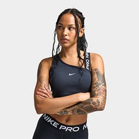 Nike Pro Women's Swoosh Asymmetrical Medium Support Bra Black / Sail