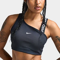 Nike Pro Women's Swoosh Asymmetrical Medium Support Bra Black / Sail