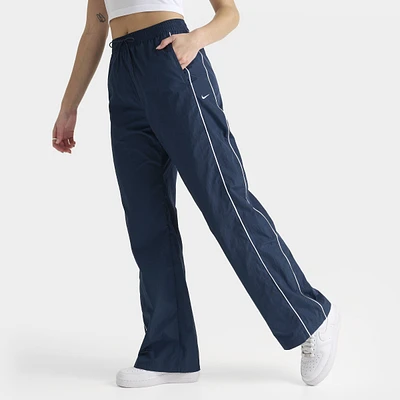 Nike Women's High-Waisted Woven Open-Hem Pants Armory Navy / White