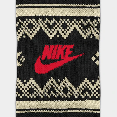 Nike Everyday Essentials Fair Isle Crew Socks- Black / Coconut Milk