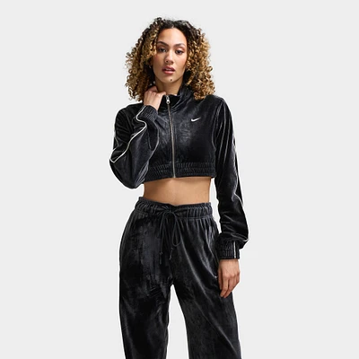 Nike Sportswear Women's Velour Full-Zip Top Black / Sail