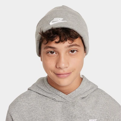 Nike Big Kids' Peak Tall Cuff Futura Beanie Grey / White