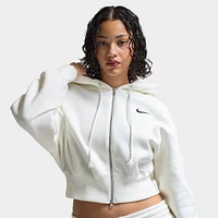 Nike Sportswear Women's Phoenix Fleece Loose Crop Full Zip Hoodie Sail / Black