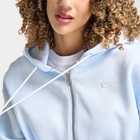 Nike Sportswear Women's Phoenix Fleece Loose Crop Full Zip Hoodie Blue Tint / Sail