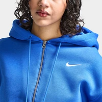 Nike Sportswear Women's Phoenix Fleece Loose Crop Full-Zip Hoodie Game Royal / Sail