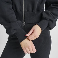 Nike Sportswear Women's Phoenix Fleece Loose Crop Full-ZIp Hoodie Black / Sail