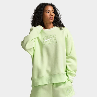 Nike Sportswear Women's Phoenix Fleece Oversized Graphic Crewneck Sweatshirt / Light Liquid Lime
