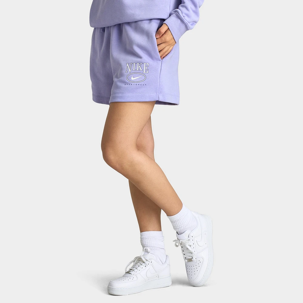 Nike Sportswear Women's Club Fleece Mid Rise 4" Graphic Shorts / Lilac Ice