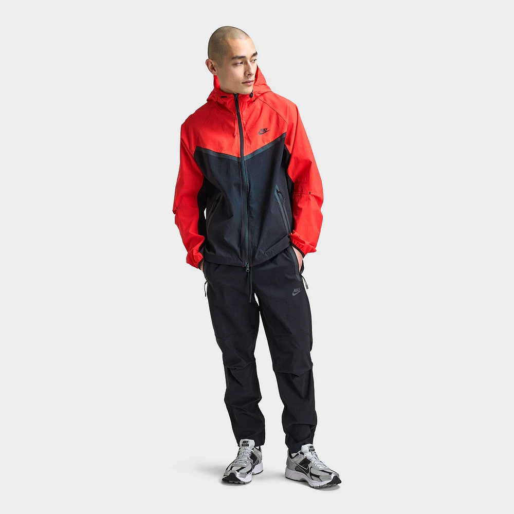 Nike Tech Woven Full Zip Windrunner Jacket Black / Lt Crimson