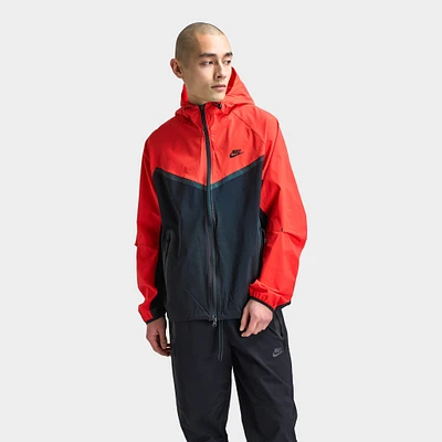 Nike Tech Woven Full Zip Windrunner Jacket Black / Lt Crimson