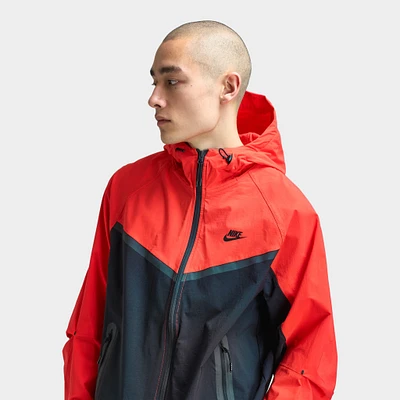 Nike Tech Woven Full Zip Windrunner Jacket Black / Lt Crimson