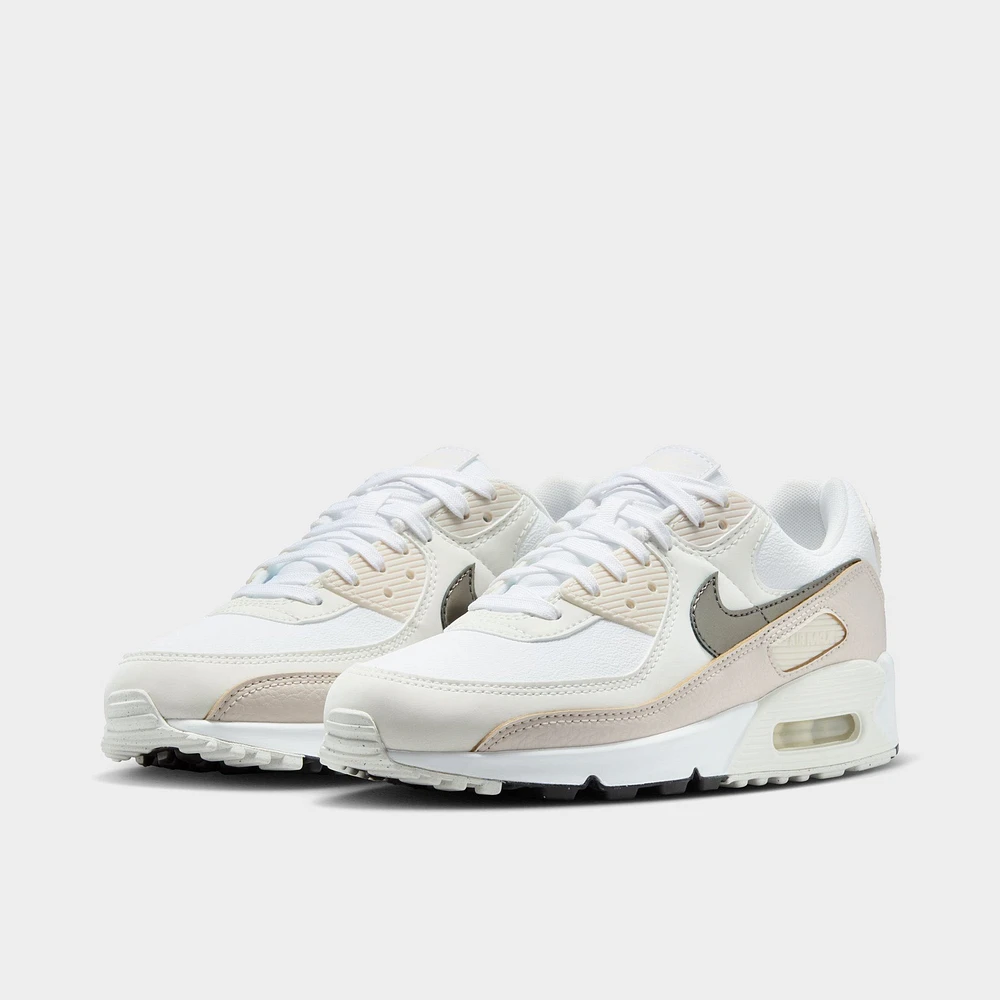 Nike Women's Air Max 90 White / Flat Pewter - Light Orewood Brown