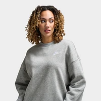 Nike Sportswear Women's Club Fleece Loose Crewneck Dark Grey Heather / White