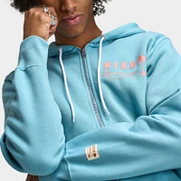 Nike Club Full Zip Hoodie Sweet Denim Turq / Red Stardust