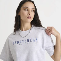 Nike Sportswear Women's Boxy Graphic T-Shirt Birch Heather / Deep Royal Blue